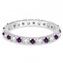 Lab Alexandrite & Diamond Eternity Stackable Ring Band 14K White Gold (0.75ct)