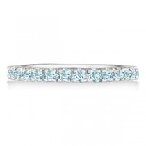 Aquamarine Eternity Stackable Ring Guard Band 14K White Gold (0.50ct)