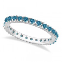 Fancy Blue Diamond Eternity Band Wedding Ring 14K White Gold (0.50ct)
