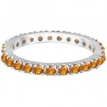 Citrine Eternity Stackable Ring Band 14K White Gold (0.75ct)