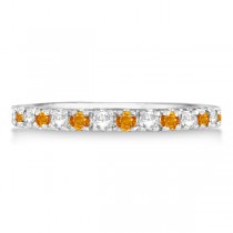 Diamond and Citrine Eternity Ring Guard Band 14K White Gold (0.64ct)