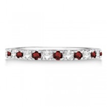 Diamond and Garnet Eternity Band Stackable Ring 14K White Gold (0.51ct)