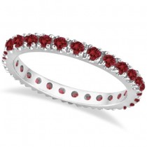 Garnet Eternity Band Stackable Ring 14K White Gold (0.50ct)