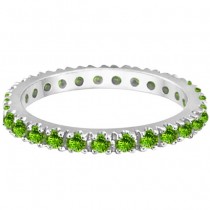 Peridot Eternity Stackable Ring Band 14K White Gold (0.75ct)