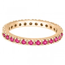 Pink Sapphire Eternity Ring Stackable Band 14k Rose Gold (0.73ct)