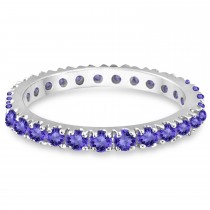 Tanzanite Eternity Stackable Ring Band 14K White Gold (0.75ct)