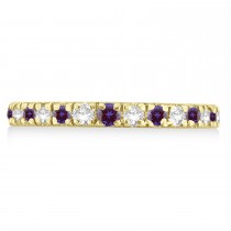 Lab Alexandrite & Diamond Eternity Stackable Ring Band 14K Yellow Gold (0.75ct)