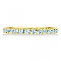 Aquamarine Eternity Stackable Ring Guard Band 14K Yellow Gold (0.50ct)