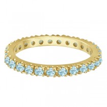 Aquamarine Eternity Stackable Ring Guard Band 14K Yellow Gold (0.50ct)
