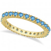 Blue Topaz Eternity Stackable Ring Band 14K Yellow Gold (0.75ct)