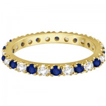 Lab Diamond & Lab Blue Sapphire Eternity Ring Stackable 14K Yellow Gold (0.51ct)