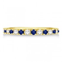 Diamond & Blue Sapphire Eternity Ring Stackable 14K Yellow Gold (0.51ct)