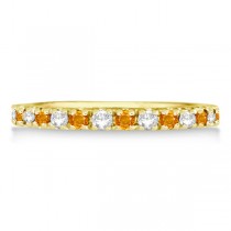 Diamond and Citrine Eternity Band Ring Guard 14K Yellow Gold (0.64ct)