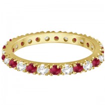 Diamond and Ruby Eternity Band Stackable Ring 14K Yellow Gold (0.51ct)