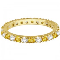 Diamond and Yellow Sapphire Eternity Ring Band 14k Yellow Gold (0.64ct)