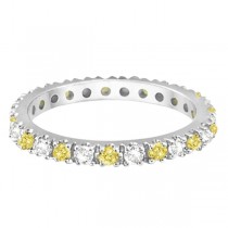 Fancy Yellow Canary & White Diamond Eternity Ring Band 14K Gold 1/2ct