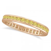 Channel Set Yellow Canary Diamond Eternity Ring 14k Rose Gold (1.00ct)