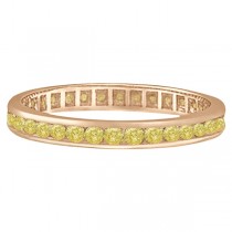 Channel Set Yellow Canary Diamond Eternity Ring 14k Rose Gold (1.00ct)