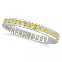 Channel Set Yellow Canary Diamond Eternity Ring 14k White Gold (1.00ct)