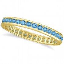 Blue Topaz Channel-Set Eternity Ring Band 14k Yellow Gold (1.00ct)