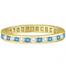 Blue Topaz & Diamond Channel-Set Eternity Ring 14k Yellow Gold (1.04ct)