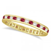 Ruby & Diamond Channel Set Ring Eternity Band 14k Yellow Gold (1.04ct)
