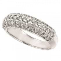 Diamond Three Rows Ring Band in 14K White Gold (0.84 ctw)