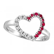 Pink Sapphire & Diamond Heart Shaped Ring in 14k White Gold