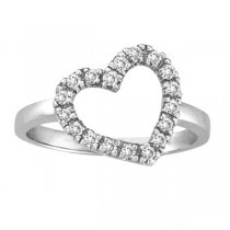 Heart Shaped Diamond Ring in 14k White Gold (0.25 ctw)
