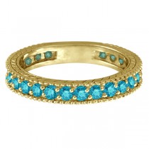 Blue Diamond Eternity Ring with Milgrain 14k Yellow Gold (1.00ct)