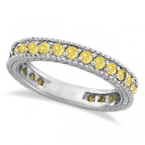 Fancy Yellow Canary Diamond Eternity Ring Band 14k White Gold (1.00ct)