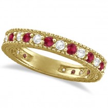 Diamond & Ruby Anniversary Ring Band 14k Yellow Gold (1.08ct)