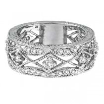 Antique Style Diamond Ring Filigree Band in 14k White Gold (1.00ct)