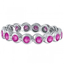Pink Sapphire Eternity Ring 14k White Gold (1.10 ct)
