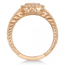 Antique Style Halo Diamond Ring Bezel Set 14K Rose Gold (0.80ct)