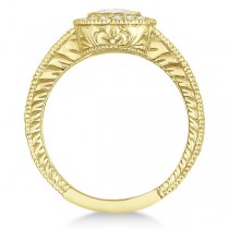 Antique Style Halo Diamond Ring Bezel Set 14K Yellow Gold (0.80ct)