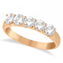 Five Stone Lab Grown Diamond Ring Anniversary Band 14k Rose Gold (1.00ctw)