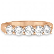 Five Stone Lab Grown Diamond Ring Anniversary Band 14k Rose Gold (1.00ctw)