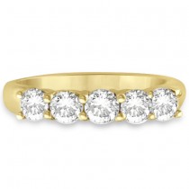 Five Stone Lab Grown Diamond Ring Anniversary Band 14k Yellow Gold (1.00ctw)