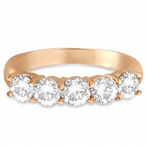 Five Stone Lab Grown Diamond Ring Anniversary Band 14k Rose Gold (1.50 ctw)