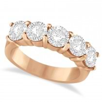 Five Stone Lab Grown Diamond Ring Anniversary Band 14k Rose Gold (2.50 ctw)