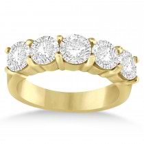 Five Stone Lab Grown Diamond Ring Anniversary Band 14k Yellow Gold (3.00 ctw)