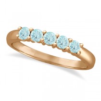 Five Stone Aquamarine Ring 14k Rose Gold (0.79ctw)