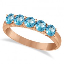 Five Stone Blue Topaz Ring 14k Rose Gold (1.60ctw)