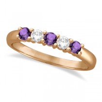 Five Stone Diamond and Amethyst Ring 14k Rose Gold (0.67ctw)