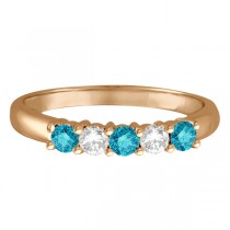 Five Stone White and Blue Diamond Ring 14k Rose Gold (0.50ctw)