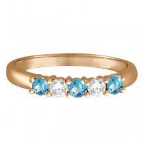 Five Stone Diamond and Blue Topaz Ring 14k Rose Gold (0.67ctw)