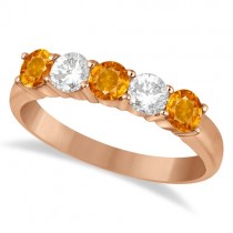 Five Stone Diamond and Citrine Ring 14k Rose Gold (1.36ctw)