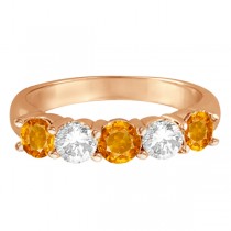 Five Stone Diamond and Citrine Ring 14k Rose Gold (1.92ctw)