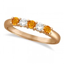 Five Stone Diamond and Citrine Ring 14k Rose Gold (0.67ctw)